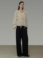 unspoken Breathable Soft Minimalist Commuter Loose Bell Sleeve V-neck Office Blouses