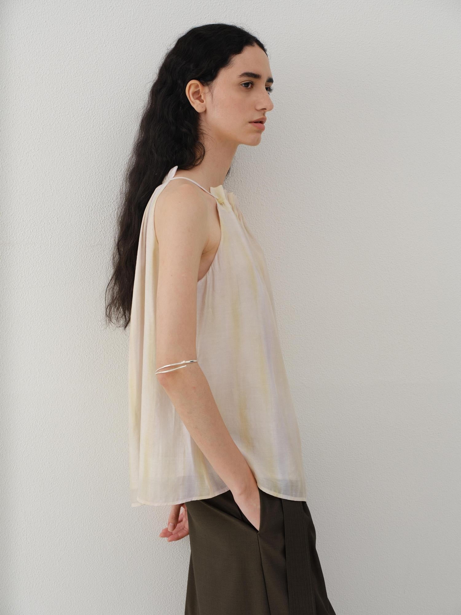 someone sometimes Original Mesh Patchwork Epaulette Loose Striped Women Halter Crop Tops