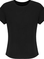 fano Soft Stretch Viscose Korean Commuter Slim Fit Office Black Short Sleeve T-Shirts
