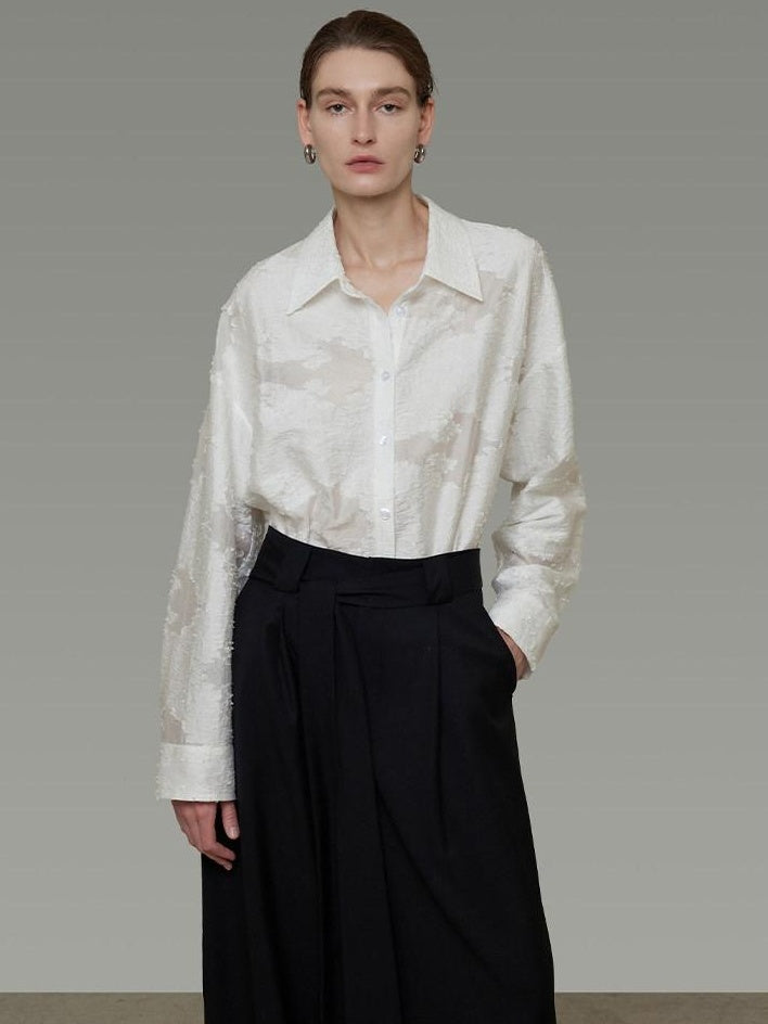 unspoken Breathable Lyocell Loose Fit Button Cardigan Women Work White Long Sleeve Shirts