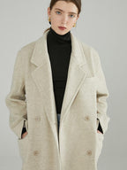 fano Minimal Commuter Double Breasted Straight Midlength Blazer Women Long Coats