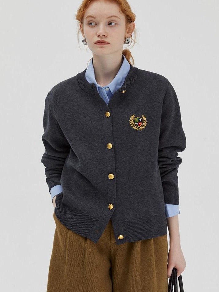 fano Wool Blend Straight Cut Commuter Round Neck Short Solid Knit Cardigans