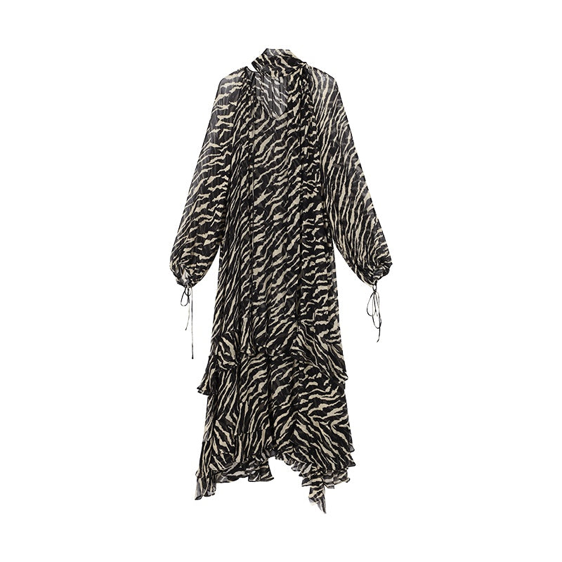 audreyyang_Soft_Viscose_Ruffle_Casual_A_Line_Zebra_V-neck_Long_Sleeve_Maxi_Dresses_MISSTT