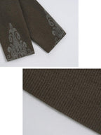 someonesometimes Soft Acrylic Wool Nylon Blend Slim Fit Printed Boat Neck Women Mud Green Sweater