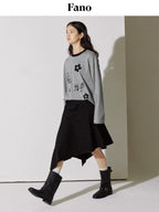 fano Soft Lyocell Cotton Blend Casual Mid Waist Ruffle Asymmetrical Women Midi Skirts