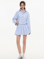 ikyou Breathable Embroidered High Waist A Line Office Blue Womens Midi Dresses