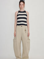 fano Soft Acrylic Lyocell Linen Blend Slim Fit Commuter Workwear Striped Camisoles