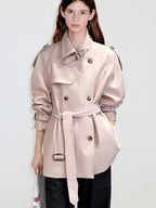 fano Double Breasted Mid Length Loose Fit Korean Commuter Women Classic Trench Coats