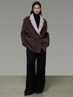 unspoken Soft Wool Blend Loose Commuter Coat 3D Tailoring Lapel Collar Women Wool Coats