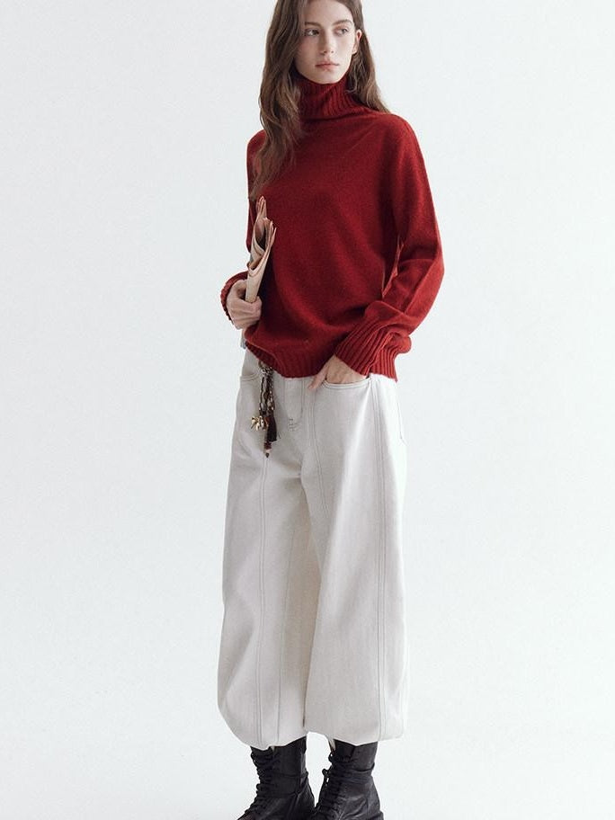fano Cozy 100% Wool Turtleneck Casual Regular Fit Young Women Pullover Sweaters