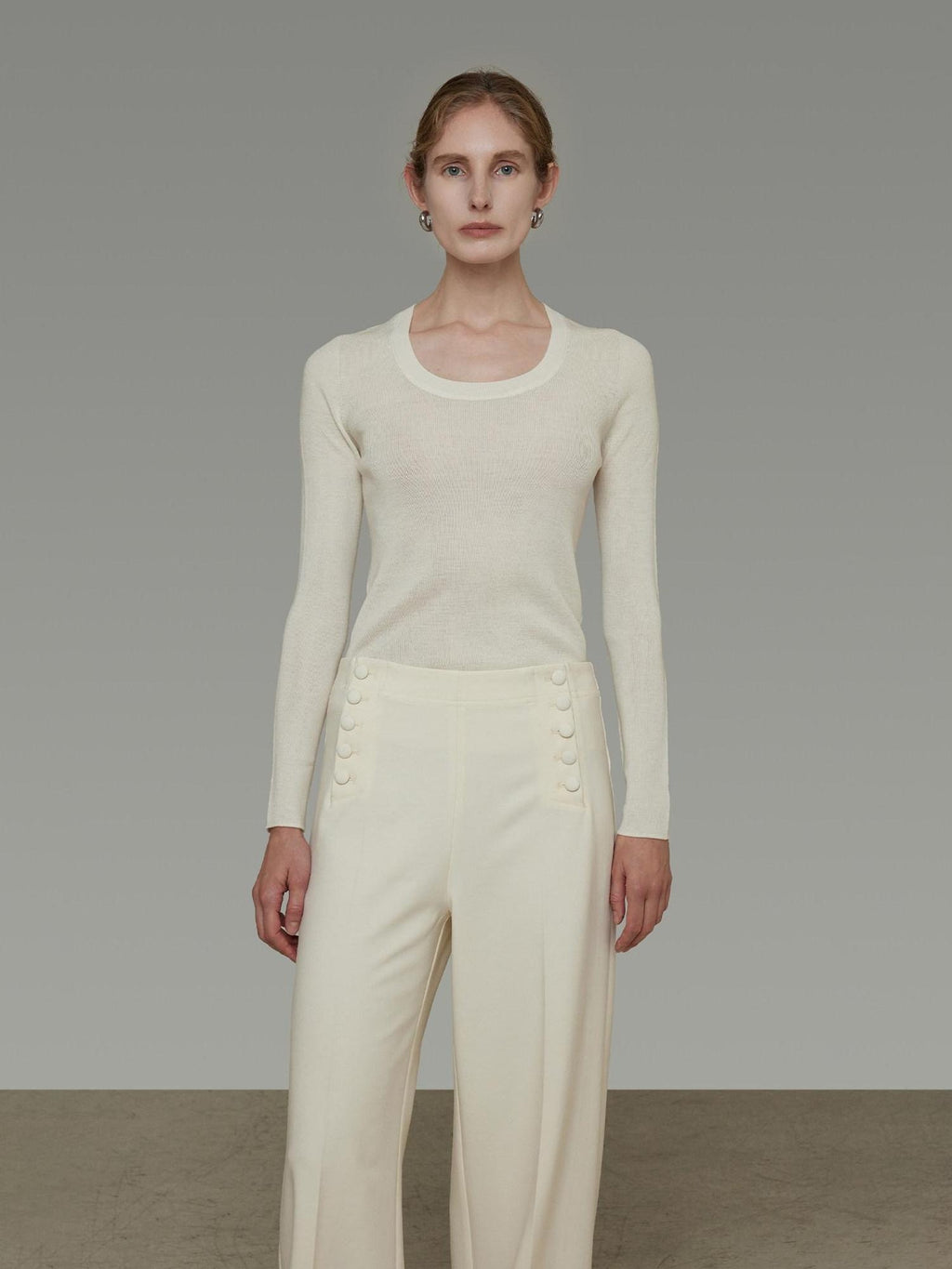 unspoken Skin Friendly Breathable Pure Wool Slim Fit Minimalist Office Women Knit Blouses