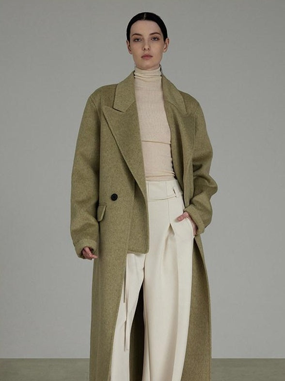 unspoken 70 Wool 30 Polyester Blend Minimalist Straight Double Breasted Blazer Wool Coats