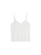 Lace V-neck Slim Fit Slight Stretch Daily Wear Women White Short Thin Camisoles