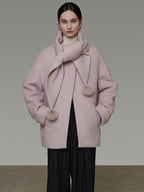 unspoken Cozy Lambswool Midlength Loose Tailored Minimal Women Pink Wool Coats