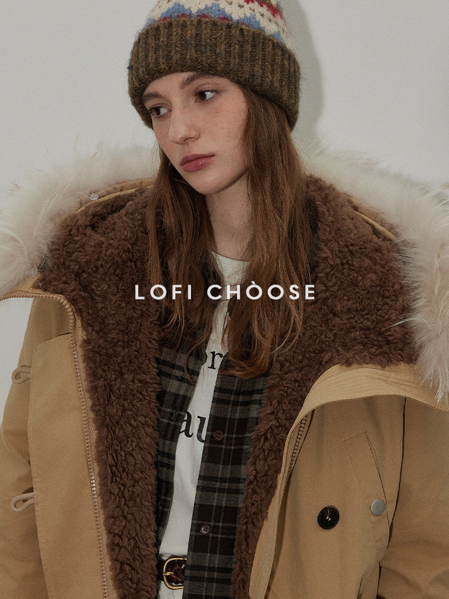 Lofi choose 90 Percent White Duck Down Thick Hooded Commuter Khaki Zip Down Jackets