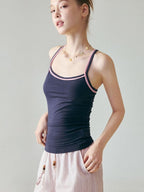 fano Soft Stretch Slim Fit Racerback Office Navy Viscose Blend Camisoles