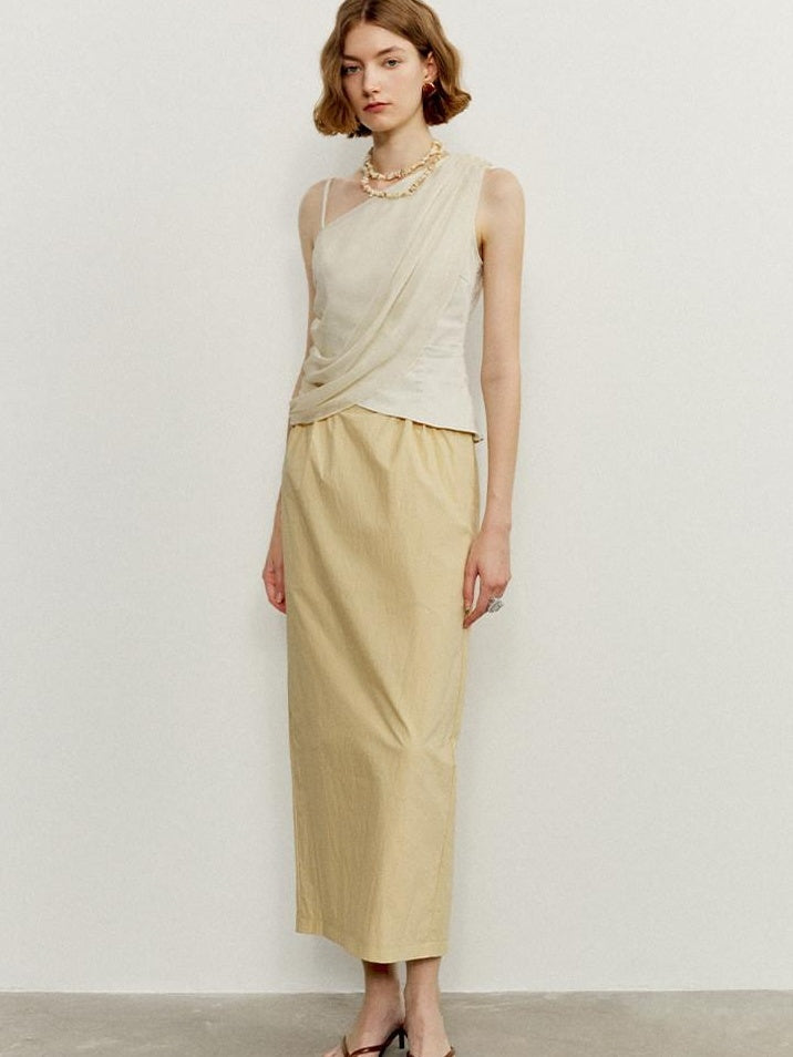 someone sometimes Ruffle Original Slim Fit Melon Halter Cotton Mix Top & Skirt Sets