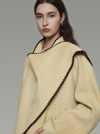 unspoken 100 Percent Wool Lightweight Minimal Commuter Loose Women Pale Yellow Wool Coats