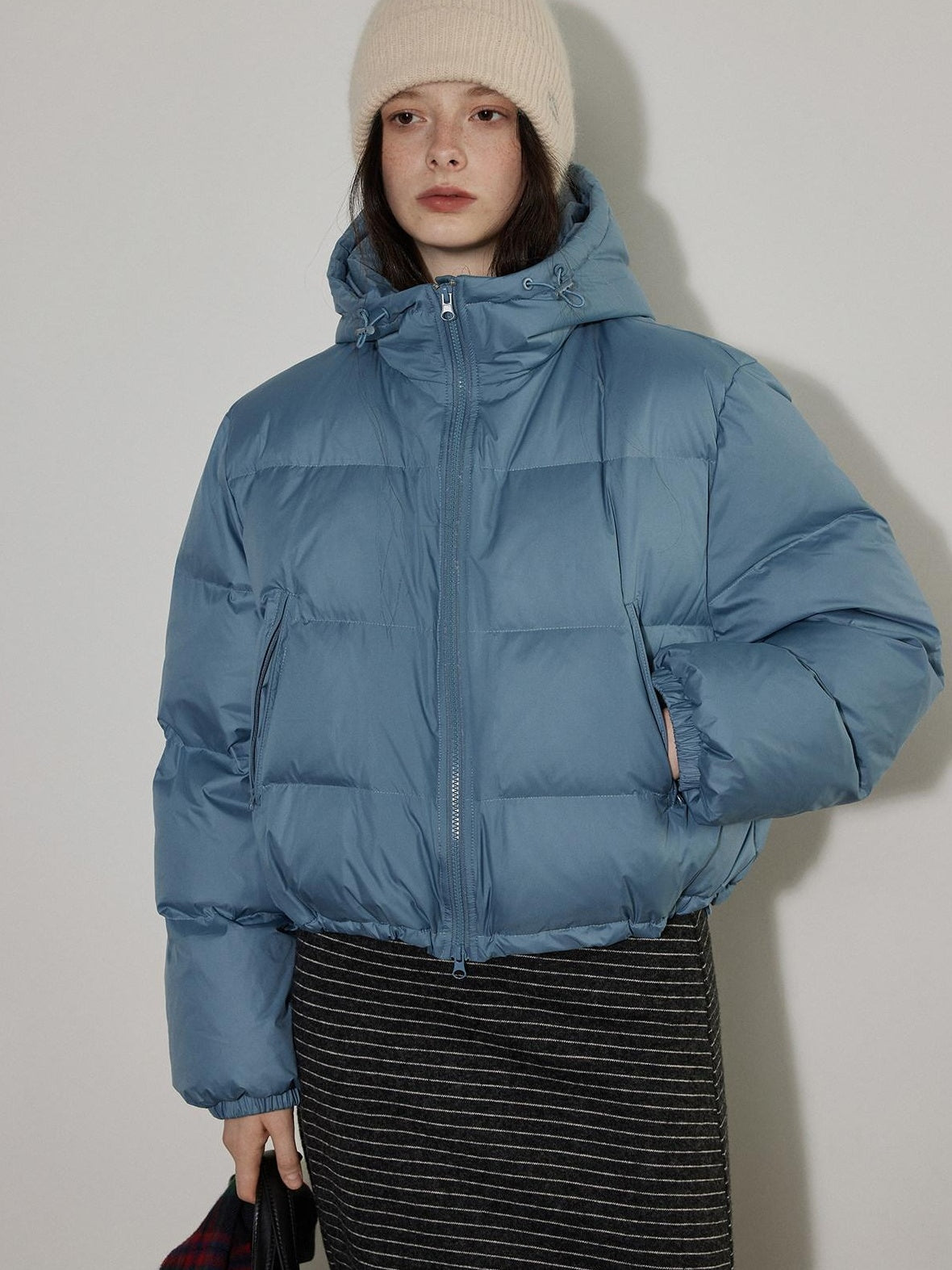 Lofi choose 90 Percent White Duck Down Warm Loose Hooded Short Casual Zipper Down Jackets