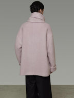 unspoken Cozy Lambswool Midlength Loose Tailored Minimal Women Pink Wool Coats