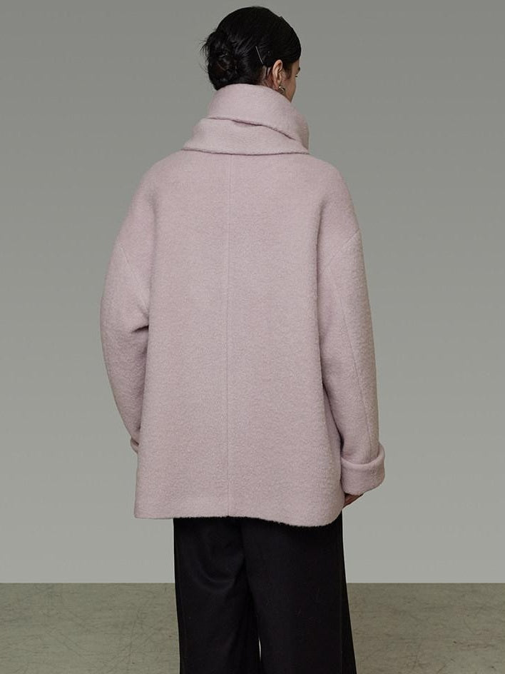 unspoken Cozy Lambswool Midlength Loose Tailored Minimal Women Pink Wool Coats