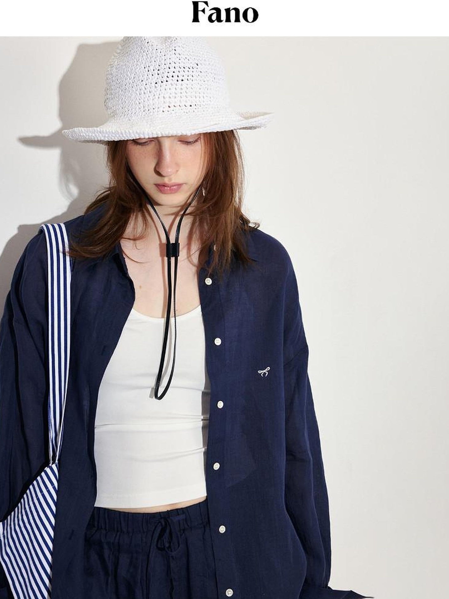 fano Comfortable Collared Long Sleeve Navy Two Piece Women Top & Shorts Sets