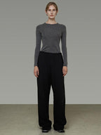 unspoken Breathable Pure Sheepswool Minimal Slim Fit Womens Crew Neck Pullover Sweaters