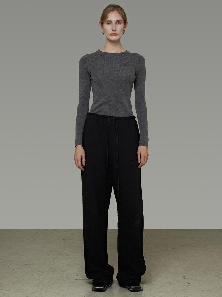 unspoken Breathable Pure Sheepswool Minimal Slim Fit Womens Crew Neck Pullover Sweaters