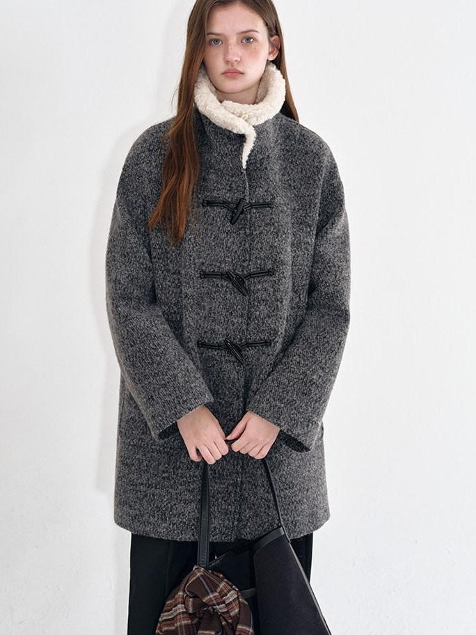 fano Lambswool Blend Single Breasted Loose Midlength Heather Gray Long Coats