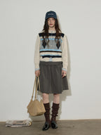 Lofi choose High Waist Ruffle A Line Pleated Cotton Commuter Skirt For Women Midi Skirts