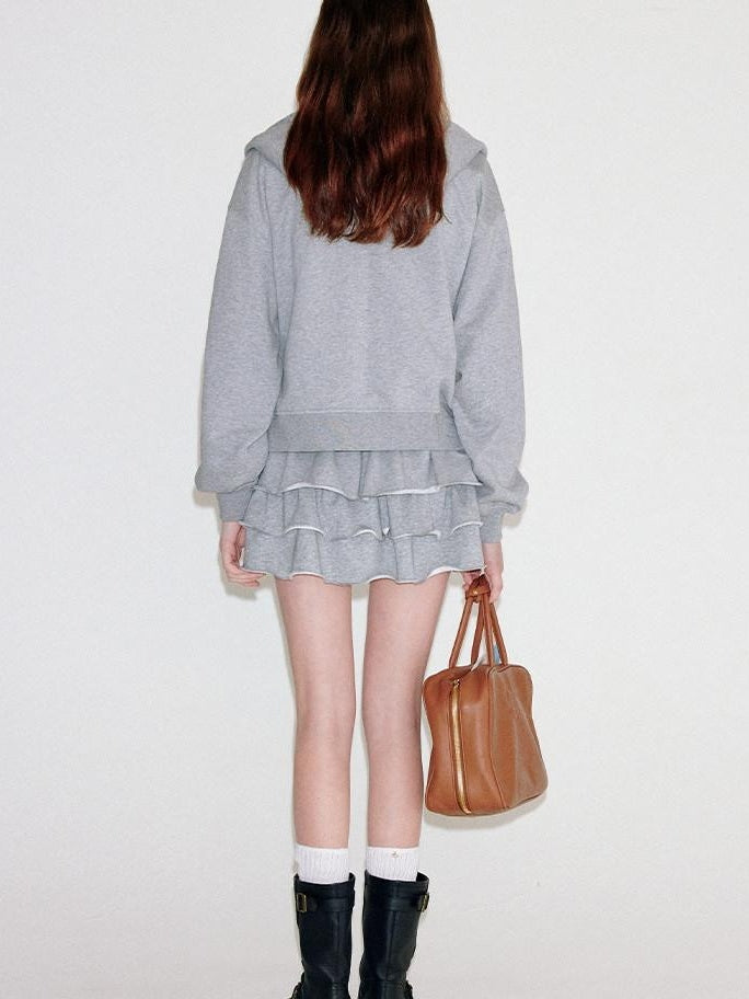 fano Two Piece Zip Up Oversized Long Sleeve Women Midweight Heather Grey Hoodie