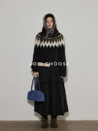 Lofi choose Cozy Thick Oversized Commuter Office Crewneck Black Pullover Knit Sweaters