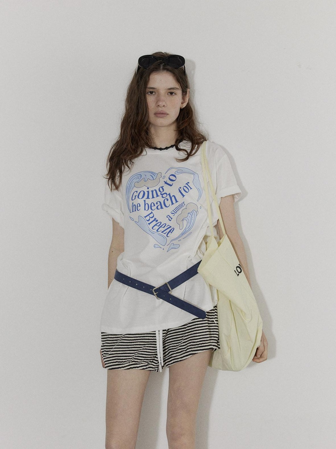 Lofi choose High Waist Relaxed Fit Women Office Commuter Black Apricot Striped Mini Shorts