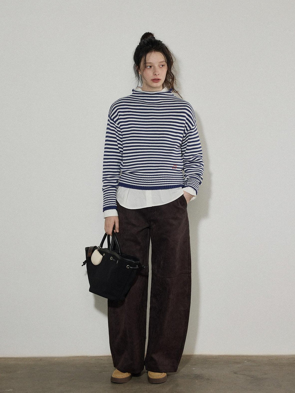 Lofi choose Acrylic Cotton Soft Striped Loose Fit Pullover Commuter Style Women Sweaters