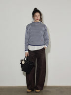 Lofi choose Acrylic Cotton Soft Striped Loose Fit Pullover Commuter Style Women Sweaters