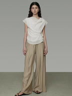 unspoken Lyocell Shape Retention Office Sleeveless Loose Fit Women White Blouses