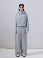 ikyou Durable Cotton Blend Relaxed Straight Leg Natural Waist Pockets Gray Sweatpants