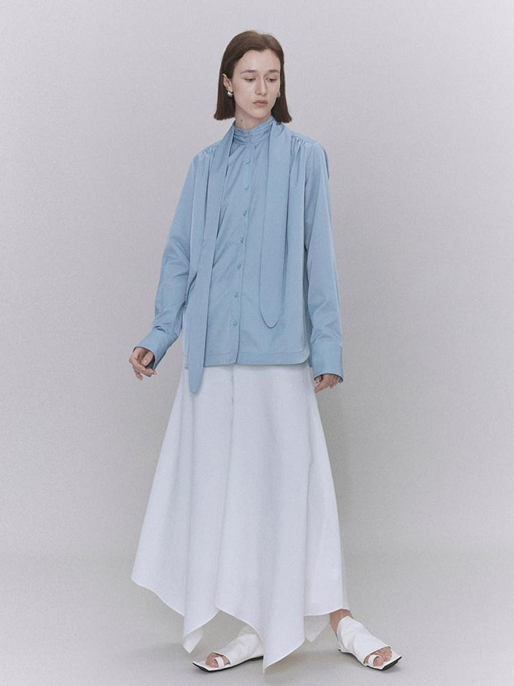 someone sometimes Recycled Viscose Linen Blend High Waist Asymmetric A Line Women Maxi Skirts