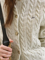 fano Thermal Embroidered Loose Fit Casual Women Long Sleeve Knit Cardigans