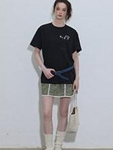Lofi choose High Waist Floral A Line Relaxed Fit Workwear Women Coffee Green Mini Skirts