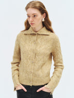 someonesometimes Soft Acrylic Long Sleeve Button Front Slim Fit Womens Mustard Yellow Cardigans