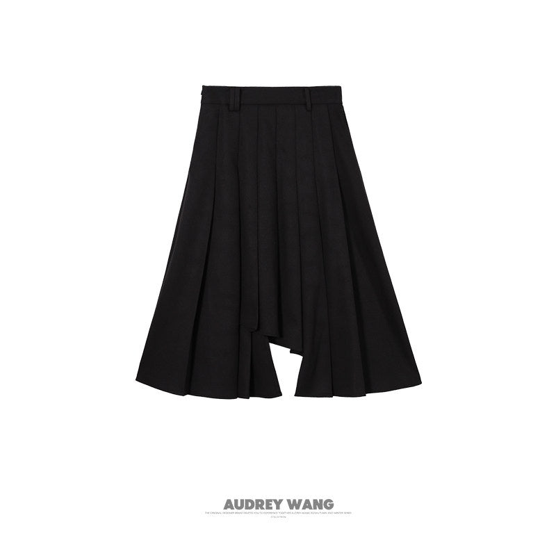 audreyyang_Hand_Pleated_Lined_Asymmetrical_A_Line_Mid_Waist_Polyester_Blend_Midi_Skirts_MISSTT