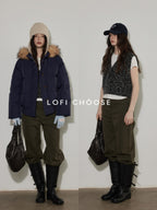 Lofi choose Wool Blend V-neck Commuter Layering Office Carbon Gray Vests