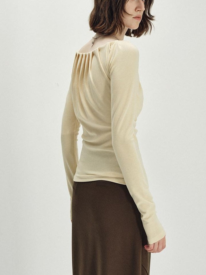 someonesometimes Lyocell Blend Slim Fit Ruching Youth Casual Goose Yellow Long Sleeve T-Shirts