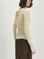 someonesometimes Lyocell Blend Slim Fit Ruching Youth Casual Goose Yellow Long Sleeve T-Shirts