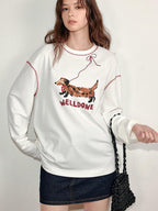 fano Lyocell Stretch Loose Korean Commuter Round Neck Printed Long Sleeve T-Shirts