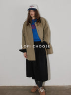 Lofi choose Relaxed Knit Button Round Neck Midlength Letter Print Blue Short Sleeve T-Shirts