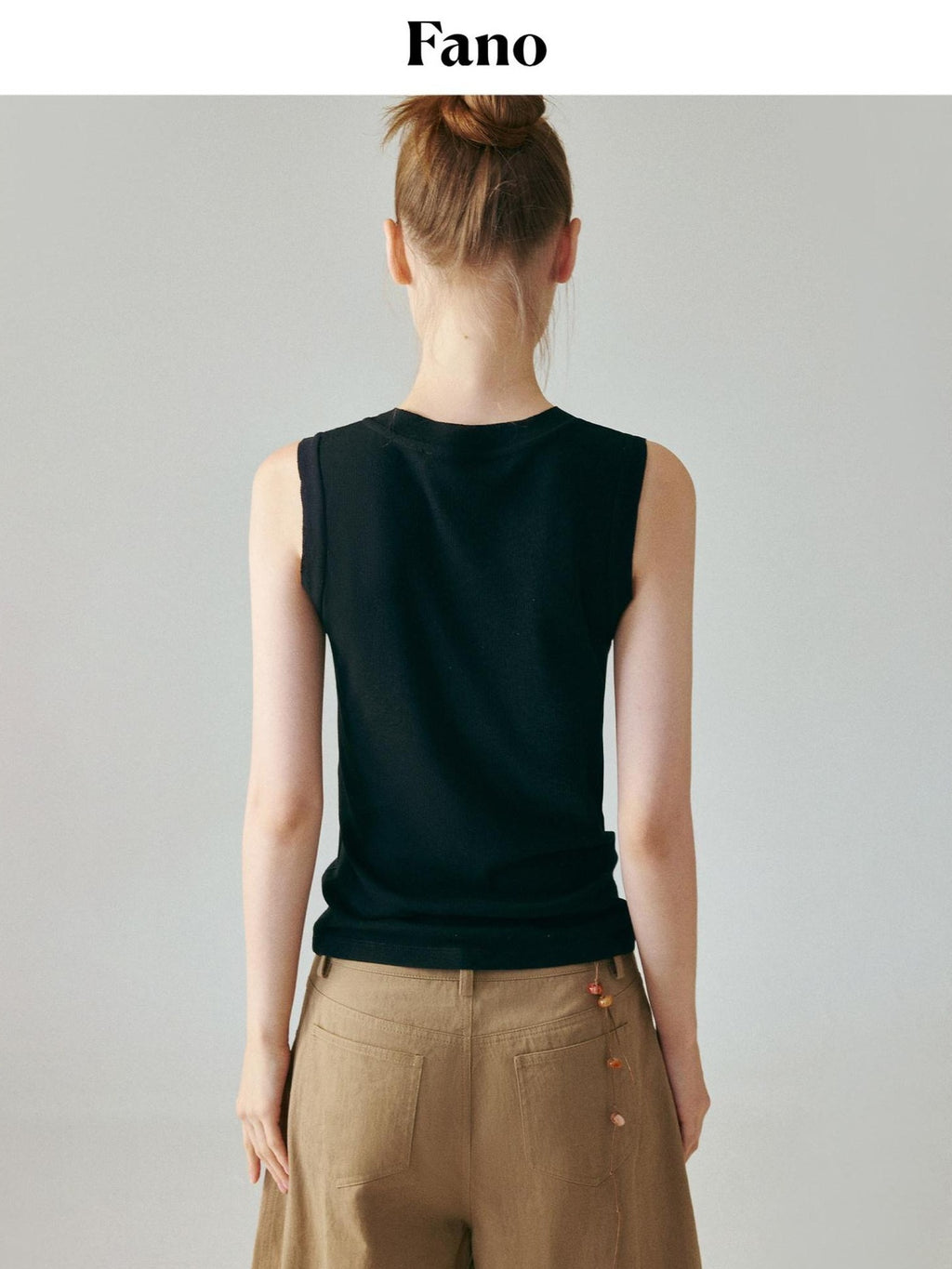 fano Soft Pure Cotton Slim Fit Pullover Office Basic Black Tank Tops
