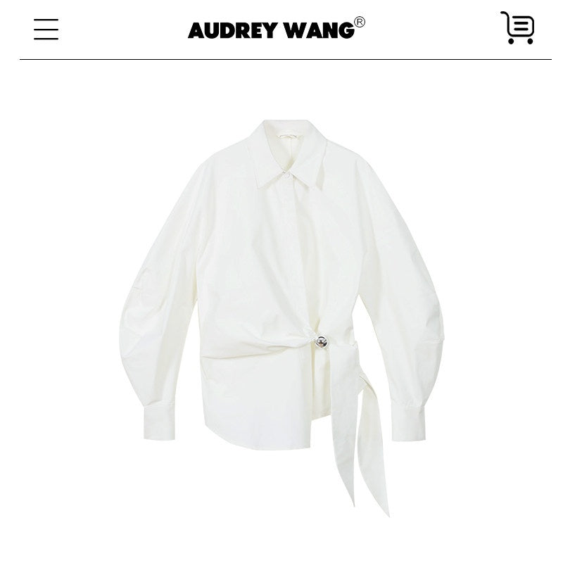 audreyyang_Shape_Retaining_Casual_Relaxed_Tie_Drop_Shoulder_Women_Cotton_Blend_Shirts_MISSTT