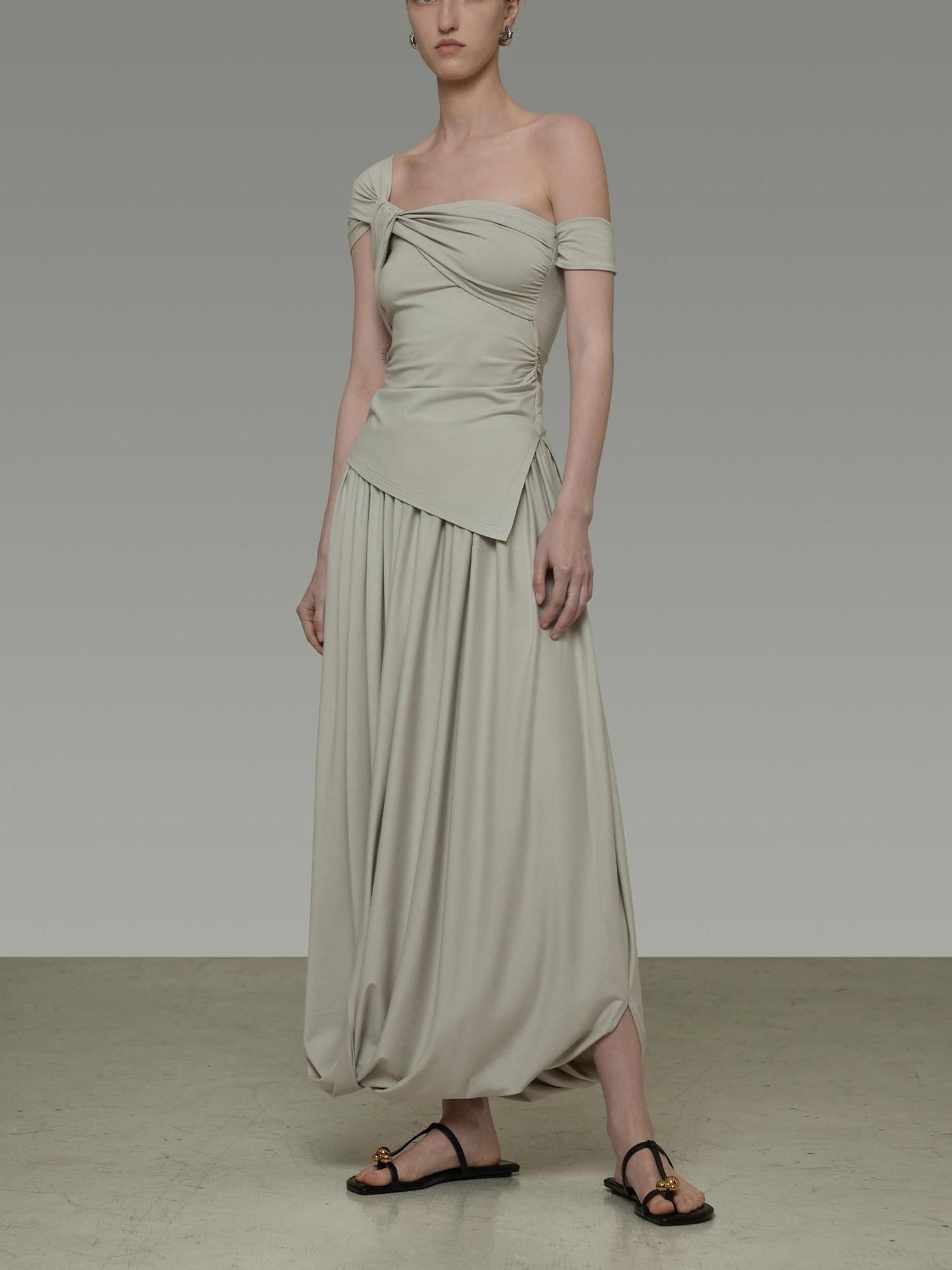 unspoken Minimalist Viscose Short Sleeve Two Piece Women Sage Green Top & Skirt Sets